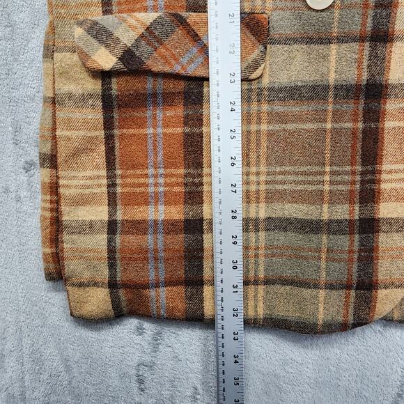 Free People Blazer Womens L Neutral Brown Mari Heavyweight Wool Blend Plaid - Picture 10 of 11